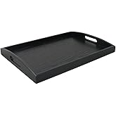 DILLMAN Serving Tray Large Black Wood Rectangle Food Tray Butler Tray Breakfast Tray with Handles (Small)