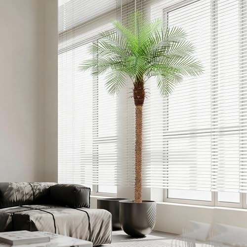 ZEEOZE 240 cm Artificial Phoenix Palm Tree Tall Artificial Palms with 18 Leaves Adjustable Artificial Plants Phoenix Palm for Outdoors Patio Swimming Pool Home Office Living Room Garden (2 Pcs, 240 cm