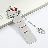 1pc Cute Cartoon Bookmark - Hellokittyss Stainless Steel Bookmark Inlaid Jewelry Pendant, Charming Sexy Hot Ladies Collection, Mom Book Lovers Holiday Gift Jewelry Gift (SQ1698-Kitty2)