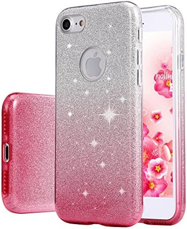 iPhone 7 Case, Poristal Luxury Glitter Sparkle Bling Design Case [Anti-scratch, Hard Back Cover] Shining Fashion Style for Apple 4.7 inches iPhone 7 (Gradient-pink)