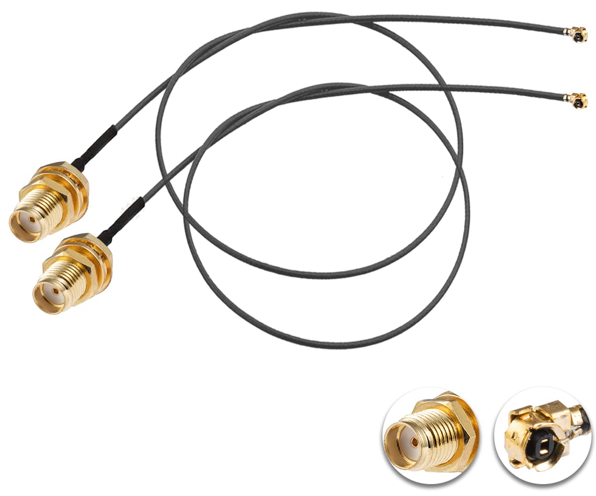 Vecys 2PCS U.F.L1 to SMA Female Low Loss Coaxial Cable 12" /30CM U.F.L1 1.13mm Mini-Coaxial Pigtail Cable for Wireless Routers Mini PCIE Network Cards PCI Wi-Fi WAN Repeater