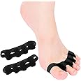 2PCS Toe Spacers for Women and Men, Toe Separators for Pedicure, Bunion Corrector, Hammer Toe Straightener, Plantar Fasciitis, Toe Spreaders for Foot Pain Relief and Foot Health. (Black)