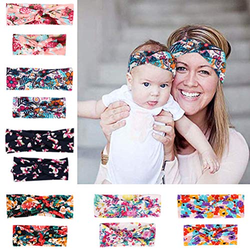Yukoi 12PCS Baby And Mom Headbands Elastic Headbands Hairband Flower Hair Hoops