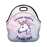 Bonamana Emoji Unicorn Lunch Box Food Container Tote Bag with 3D Printing Digital Pattern for School Picnic Work Office