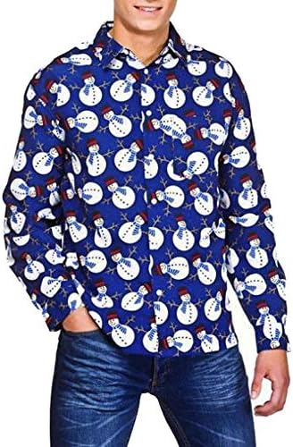 Caopixx Shirt for Men's Casual Autumn Winter 3D Christmas Print Long Sleeve Slim T-Shirt Top Blouse