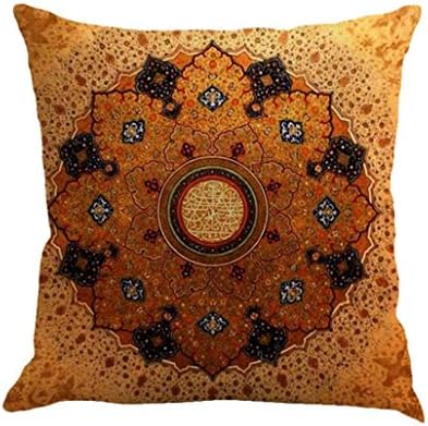 Colorful Retro Floral Bohemian Ethnic Style Moroccan Cotton Linen Home Throw Pillow Case Personalized Square Cushion Cover Home Office Decorative 18 X 18 Inches (B)