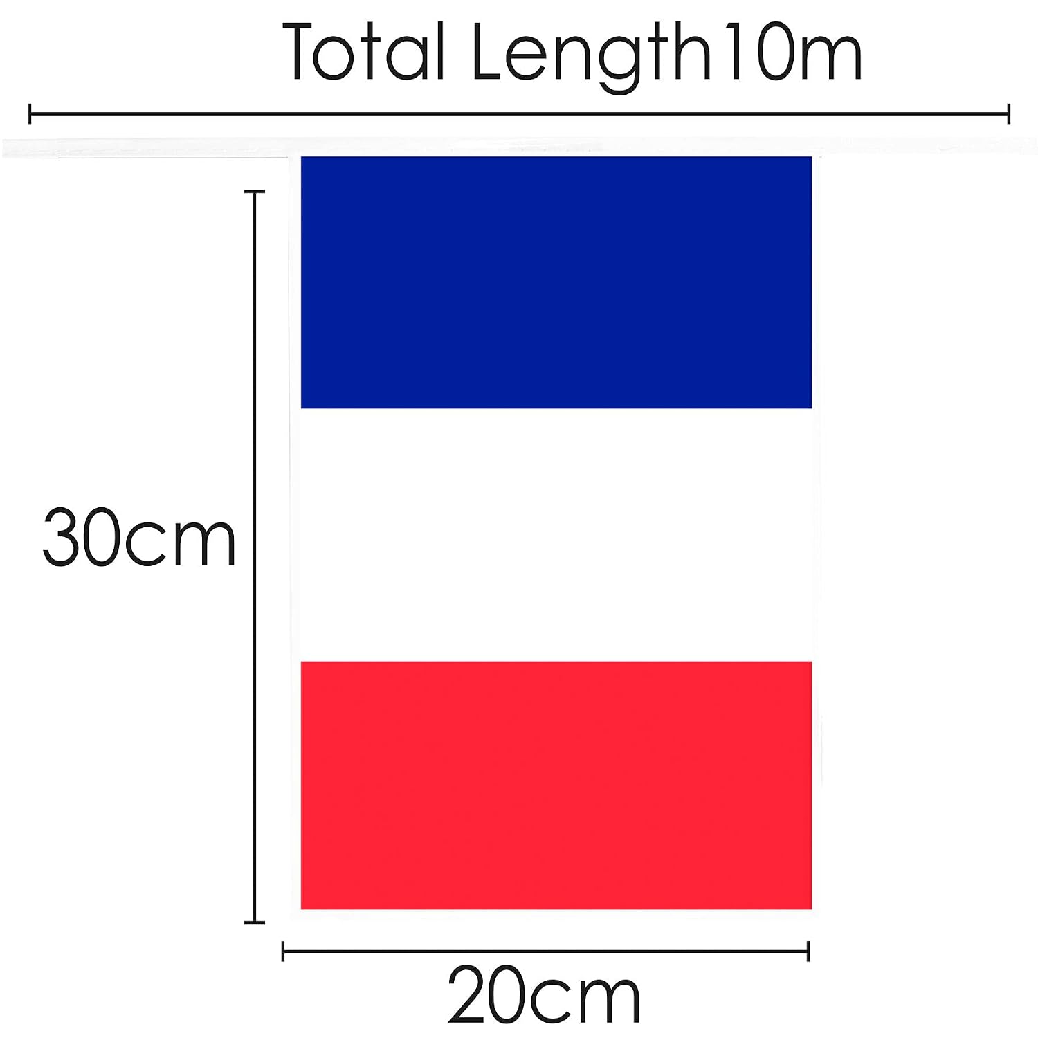 I LOVE FANCY DRESS French Flag Bunting, 10m 33ft, 20 Flag - Image 3