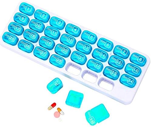 raspbery Pill Box Plastic Pill Storage Box 31 Compartments Detachable Portable Monthly Pill Organizer