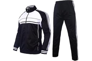 Megub Men's tracksuit 2 pieces,zip up side striped jogger set casual sweat suit for men outwear