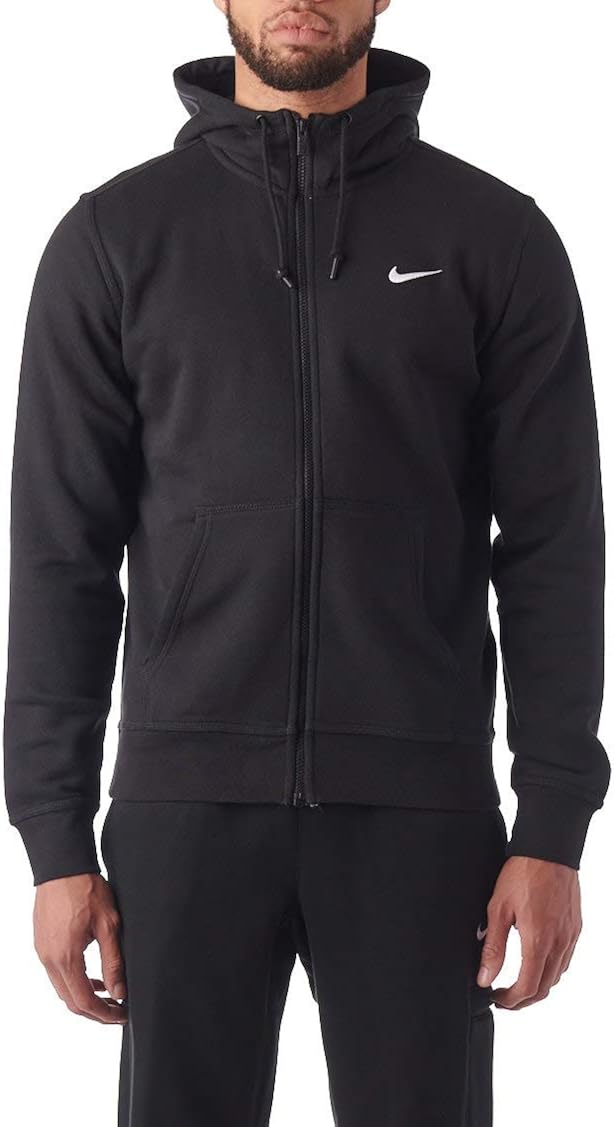Nike Men's Club Swoosh Full Zip Fleece Hoodie (Medium, Obsidian