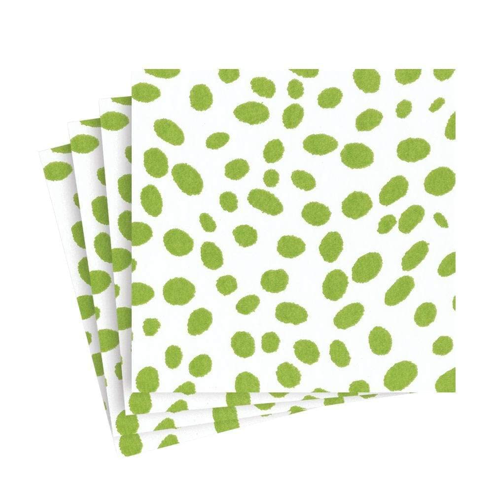 Caspari Spots Paper Linen Luncheon Napkins in Green, 15 Per Package