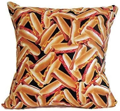 Pillow Cover Sham Hot Dog Handmade Cotton 14 X 14