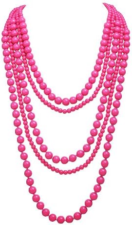 PearlPlus Women's Fashion Statement Multi layered Rose Beads Cluster Necklace Trendy Long Jewelry