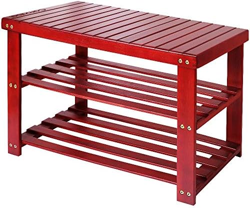 シューズラック ベンチ 3段 竹製 靴オーガナイザー 収納棚 270ポンド 玄関 廊下 バスルーム リビングルーム ブーツ収納 靴箱 自立収納 シートスニーカー付き