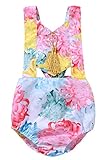 Baby Girls Full Flower Print Sleeveless Tassels Backless Floral Romper Jumpsuit