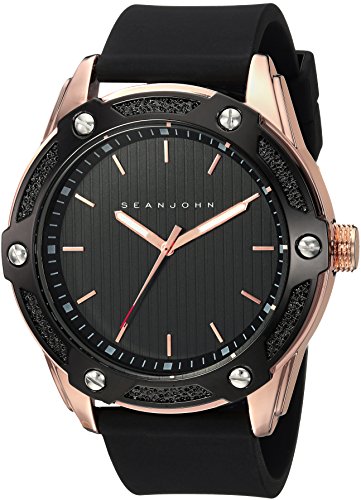 Sean John Men's ' Quartz Metal and Silicone Dress Watch, Color:Black (Model: SJC0174003)