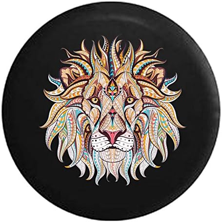 556 Gear African Golden Lion Mosaic fits SUV and RV Spare Tire Cover Camper Accessories Black 29 in