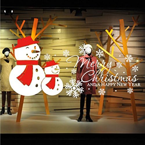 Christmas DIY Removable Snowman or Snowflake Art Mural Vinyl Waterproof Wall Stickers Living Room Decor Bedroom Decal Sticker Wallpaper