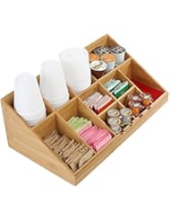 Mind Reader COMORGBM-BRN 11 Compartment Coffee Condiment Organizer, Brown Bamboo