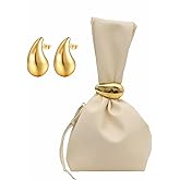 Anopo Wristlet Purse for Women with Gold Earring Small PU Leather Evening Clutch Mini Tote Handbag