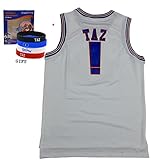 TAZ ! Space Jam Jersey Basketball Jersey Include Free Themed Wristbands (WHITE, XL)