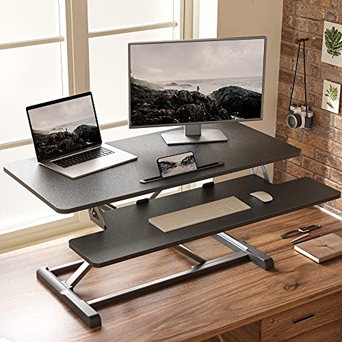FEZIBO Standing Desk Converter, 36 Inch Height Adjustable Desk Riser