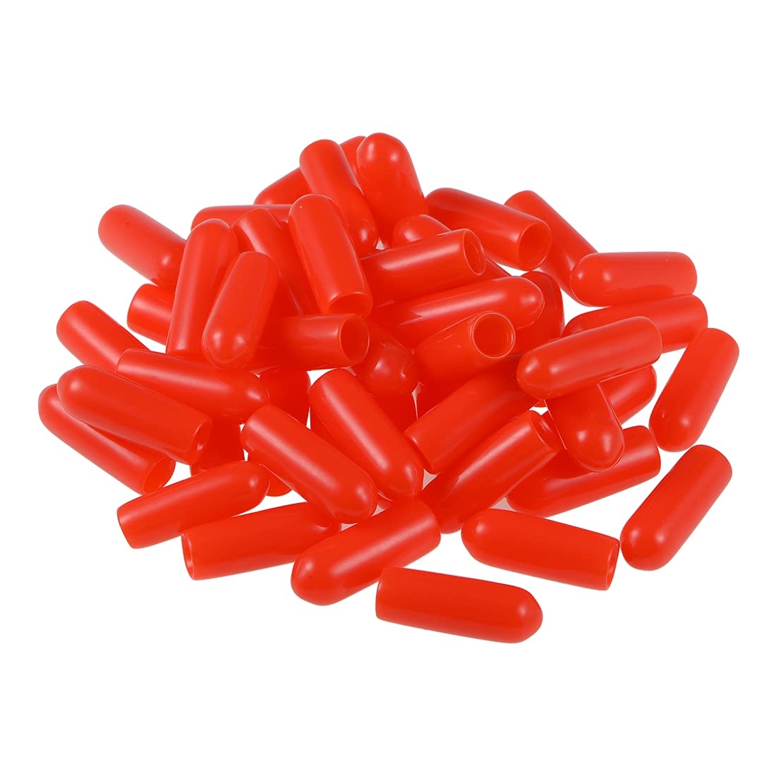 sourcing map 50pcs Rubber End Caps 4mm ID Vinyl Round Tube Bolt Cap Cover Screw Thread Protectors Red
