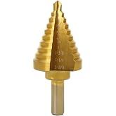 HSS Step Drill Bit for Metal, 3/8" Tri-Shank, 10 Steps from 1/4" to 1-3/8" | Titanium Coating, 2 Straight Flutes, 3/8" Tri Shank, Drills 10 Sizes (1/4" to 1-3/8"), for Steel/Wood/Plastic