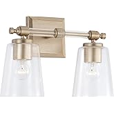Capital Lighting 144821BS-523 Breigh Modern Clear Glass Cylinder Vanity Lights for Bathroom, 2-Light 200 Total Watts, 10" H x