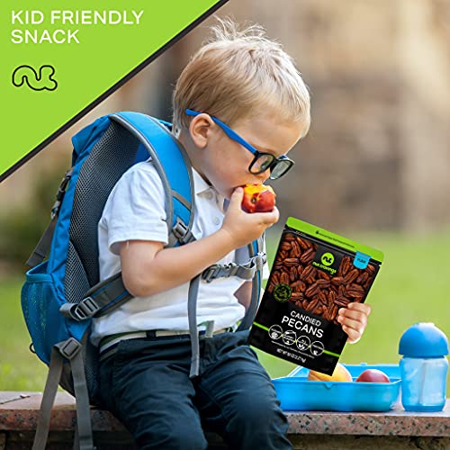 Candied Pecans Honey Glazed Praline, No Shell (32oz 2 LB) Bulk Nuts Packed Fresh in Resealable