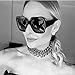 My Shades(TM) - Designer Inspired Oversize Glitter Sparkle Square Frame Sunglasses (Black Solid / Purple Gradient)