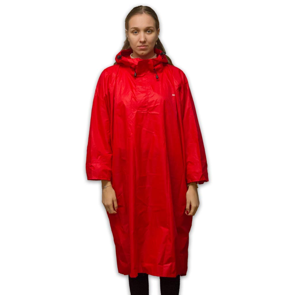 LOWLAND OUTDOOR Rain Poncho Waterproof 7000 mm Hydrostatic Head Red XL
