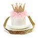 Elesa Miracle 2pcs Baby Hair Accessories Baby Girl's Gift Box with Shiny Bow Crown Tiara Headband (2pc- Gold)