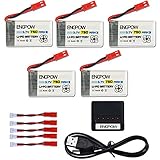 ENGPOW 3.7V 750mah 25C Lipo Battery JST Plug with X5 Charger for MJX X400 X400W Holy Stone X300C X400C X800 HS110 HS200 Force1 F111 Syma X56W Sky Viper S670 V950hd Geographic Sky Viper V950 Akaso K88