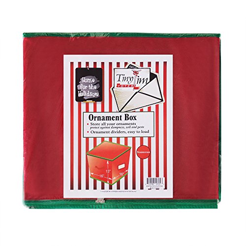 Tiny Tim Totes 83-DT5535 Red Holiday Ornament Storage Chest Holds 75 Bulbs w/Dividers, Case