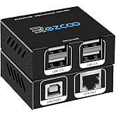 USB Extender 165ft 50m 4-Port USB2.0 HUB by Cat5e Cat6 -Two Webcam Work Sync,Plug &amp; Play for Camera Storage Hard Drive PC Windows,MacOS,Android,1.5m USB Cable, 5V Power U SB Over Ethernet