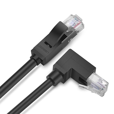 UGREEN Ethernet Kabel Cat6 Winkel 90 mit Standard RJ45 Stecker Netzwerkkabel unterstützt 1Gbps 250mhz geschirmt für Computer,