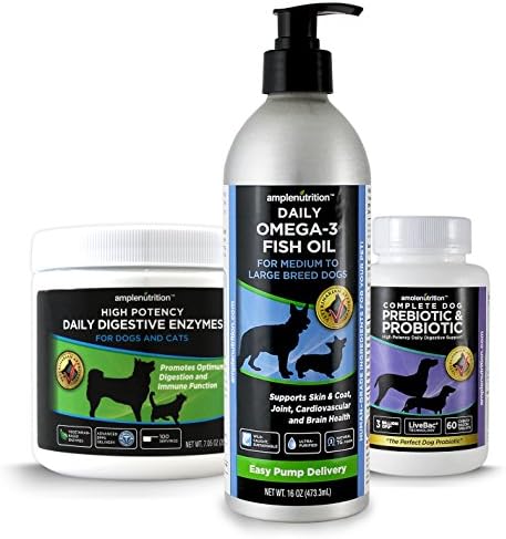 Vitality Pro System For Large Dogs - Contains Complete Prebiotic &amp; Probiotic, Daily Digestive Enzymes, and Daily Omega 3 Fish Oil
