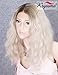 K’ryssma Ombre Blonde Short Bob Lace Front Wigs for Women, Dark Roots to Light Blonde Ombre Synthetic Wig Fashionable Wavy Wig Heat Resistant
