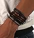 HZMAN Mix 4 Wrap Bracelets Men Women, Hemp Cords Wood Beads Ethnic Tribal Bracelets, Leather Wristbands