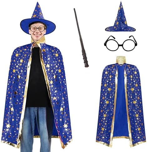 Capa De Bruja Con Sombrero LED Y Accesorios De Terror - Disfraz Halloween Para Mujer - 140 Cm