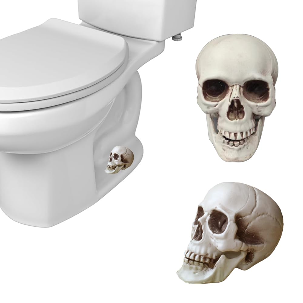 Photo 1 of 2Pack Skull Toilet Bolt Caps,Toilet Bolt Covers Decorative,Fun Skull Toilet Bolt Covers?Universal Toilet Bolt Caps Toilet Caps for Bottom of Toilet (Plastic Skull)
