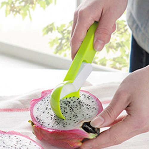 uxcell Plastic Household Tableware Ice Cream Ball Digging Spoon Scoop 2 Pcs Light Green