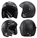 Woljay Leather Motorcycle Vintage Half Helmets Motorcycle Biker Cruiser Scooter Touring Helmet (M, Black)
