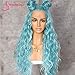 SAPPHIREWIGS Long Light Blue Color Natural Curly Wave Daily Makeup Heat Resistant Synthetic Lace Front Wedding Wedding Party Wigs