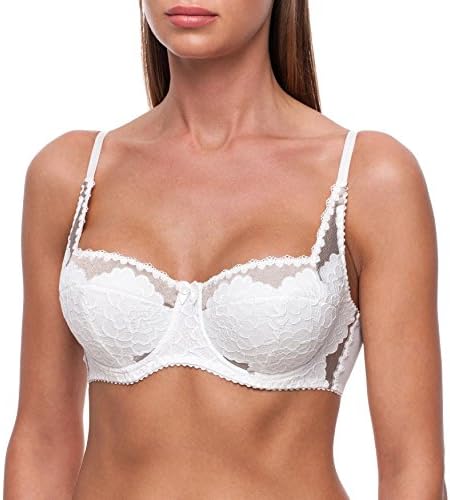 fruitVogue Women's Demi &amp; Balconette Underwire Lightly Padded Lace Bra 36 DDD / E Ivory (SL_610_80F)