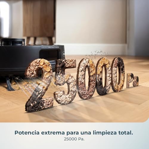 Robot Aspirador y Friegasuelos con Base Autovaciado e IA Conga Y90 Dark. Navegación Láser, 25000Pa, Autonomía 240min, Cepillo Silicona para Mascotas, Bolsa de Polvo 3L, Bluetooth y WiFi, App