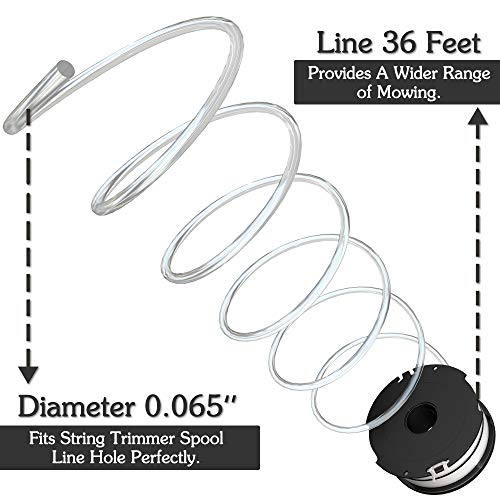 FutureWay String Trimmer Replacement Spool Line GH700 GH710 GH750, Dual Line Weed Trimmer Spool 36ft Compatible with Black Decker DF-065, Cordless Trimmer Edger Replacement 90517175 (6 PCS)