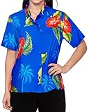 La Leela Beach Top Blouses Casual Women Hawaiian Shirt Aloha Boho Holiday Tank Button Up