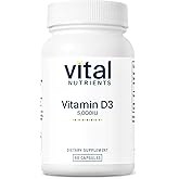 Vital Nutrients Vitamin D 5000 IU - Vitamin D3 Supplement - Healthy Bones, Teeth, Muscles*- Cellular & Immune Function - Calcium Absorption - Gluten, Dairy and Soy Free - 90 Capsules